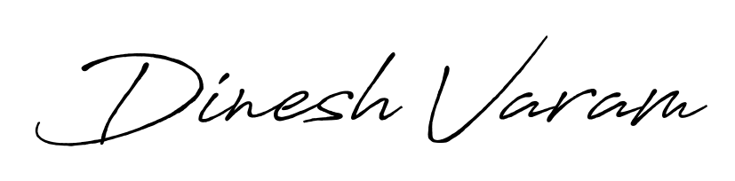 A sleek calligraphic signature for name Dinesh Varam utilizing Antro_Vectra_Bolder styling. Great for adding personal signatures to photos and art. Dinesh Varam signature style 7 images and pictures png