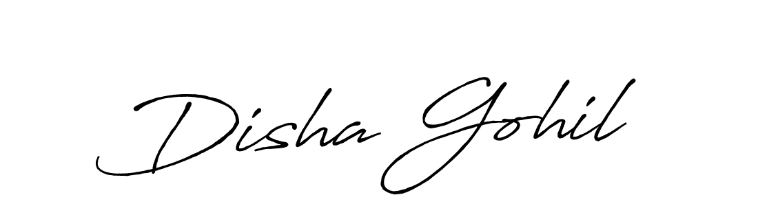 if you are searching for the best signature style for your name Disha Gohil. so please give up your signature search. here we have designed multiple signature styles  using Antro_Vectra_Bolder. Disha Gohil signature style 7 images and pictures png