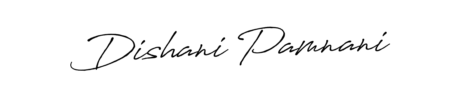 The best way (Antro_Vectra_Bolder) to make a short signature is to pick only two or three words in your name. The name Dishani Pamnani include a total of six letters. For converting this name. Dishani Pamnani signature style 7 images and pictures png