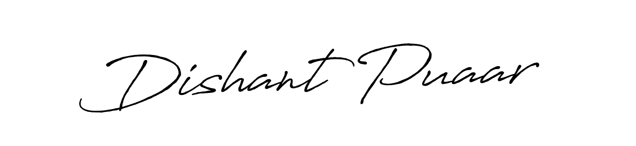 Create a beautiful signature design for name Dishant Puaar. With this signature (Antro_Vectra_Bolder) fonts, you can make a handwritten signature for free. Dishant Puaar signature style 7 images and pictures png