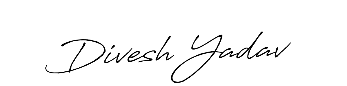 How to make Divesh Yadav name signature. Use Antro_Vectra_Bolder style for creating short signs online. This is the latest handwritten sign. Divesh Yadav signature style 7 images and pictures png