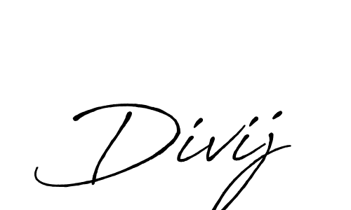 Use a signature maker to create a handwritten signature online. With this signature software, you can design (Antro_Vectra_Bolder) your own signature for name Divij. Divij signature style 7 images and pictures png