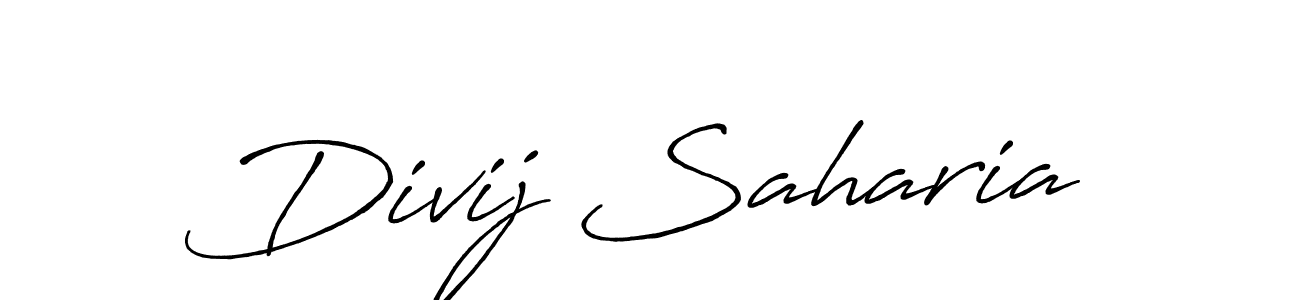 Create a beautiful signature design for name Divij Saharia. With this signature (Antro_Vectra_Bolder) fonts, you can make a handwritten signature for free. Divij Saharia signature style 7 images and pictures png