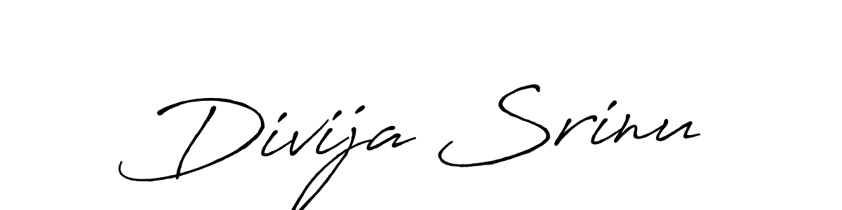 Use a signature maker to create a handwritten signature online. With this signature software, you can design (Antro_Vectra_Bolder) your own signature for name Divija Srinu. Divija Srinu signature style 7 images and pictures png