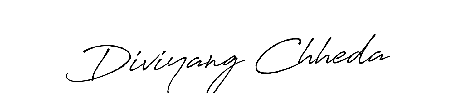 Make a beautiful signature design for name Diviyang Chheda. With this signature (Antro_Vectra_Bolder) style, you can create a handwritten signature for free. Diviyang Chheda signature style 7 images and pictures png