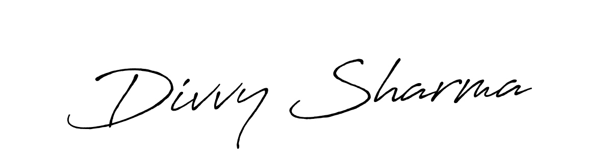 Make a beautiful signature design for name Divvy Sharma. With this signature (Antro_Vectra_Bolder) style, you can create a handwritten signature for free. Divvy Sharma signature style 7 images and pictures png