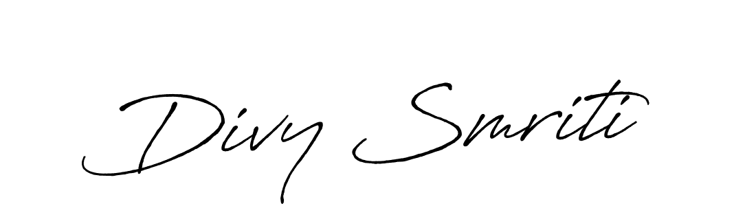 Divy Smriti stylish signature style. Best Handwritten Sign (Antro_Vectra_Bolder) for my name. Handwritten Signature Collection Ideas for my name Divy Smriti. Divy Smriti signature style 7 images and pictures png