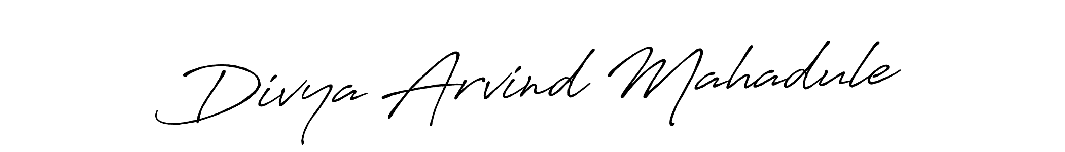Antro_Vectra_Bolder is a professional signature style that is perfect for those who want to add a touch of class to their signature. It is also a great choice for those who want to make their signature more unique. Get Divya Arvind Mahadule name to fancy signature for free. Divya Arvind Mahadule signature style 7 images and pictures png