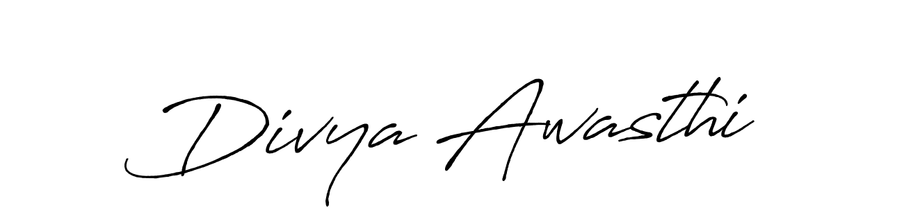 How to make Divya Awasthi name signature. Use Antro_Vectra_Bolder style for creating short signs online. This is the latest handwritten sign. Divya Awasthi signature style 7 images and pictures png