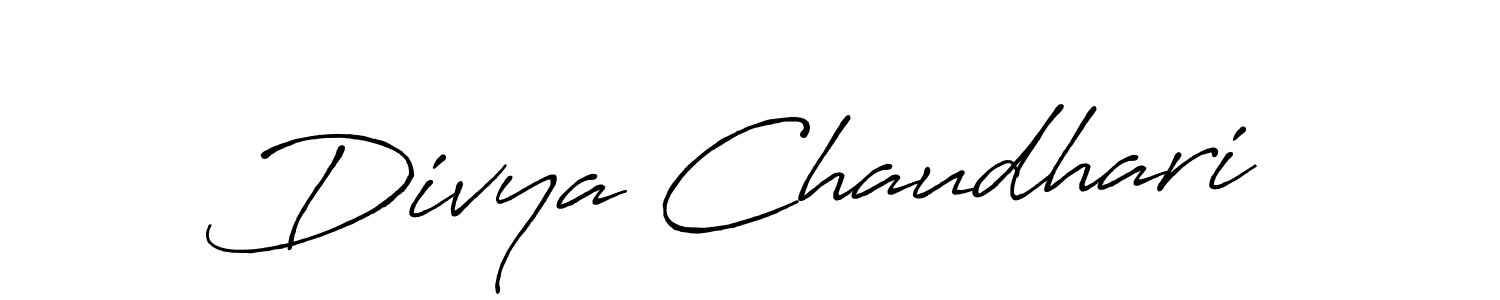 Divya Chaudhari stylish signature style. Best Handwritten Sign (Antro_Vectra_Bolder) for my name. Handwritten Signature Collection Ideas for my name Divya Chaudhari. Divya Chaudhari signature style 7 images and pictures png