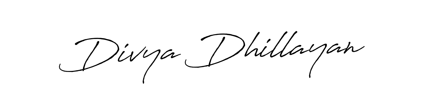 Create a beautiful signature design for name Divya Dhillayan. With this signature (Antro_Vectra_Bolder) fonts, you can make a handwritten signature for free. Divya Dhillayan signature style 7 images and pictures png