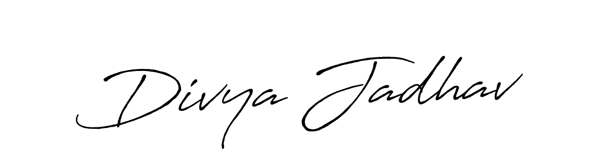 How to make Divya Jadhav name signature. Use Antro_Vectra_Bolder style for creating short signs online. This is the latest handwritten sign. Divya Jadhav signature style 7 images and pictures png