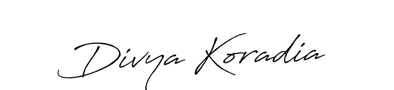 Make a beautiful signature design for name Divya Koradia. With this signature (Antro_Vectra_Bolder) style, you can create a handwritten signature for free. Divya Koradia signature style 7 images and pictures png