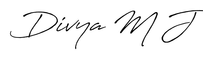 Generate high-definition signature styles for Divya M J. The Antro_Vectra_Bolder typeface ensures crisp legibility and sophisticated design. Divya M J signature style 7 images and pictures png
