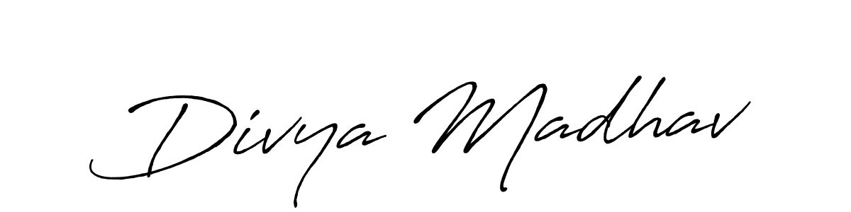 You should practise on your own different ways (Antro_Vectra_Bolder) to write your name (Divya Madhav) in signature. don't let someone else do it for you. Divya Madhav signature style 7 images and pictures png