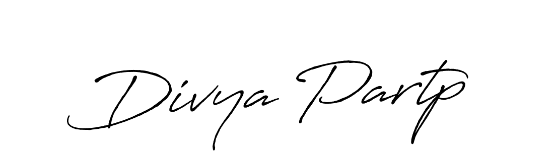 Create a beautiful signature design for name Divya Partp. With this signature (Antro_Vectra_Bolder) fonts, you can make a handwritten signature for free. Divya Partp signature style 7 images and pictures png