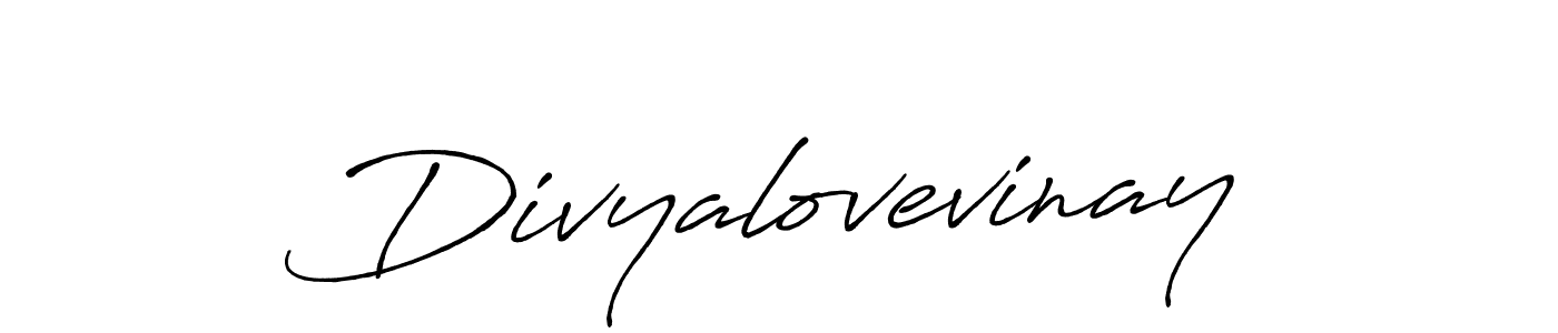 Create a beautiful signature design for name Divyalovevinay. With this signature (Antro_Vectra_Bolder) fonts, you can make a handwritten signature for free. Divyalovevinay signature style 7 images and pictures png