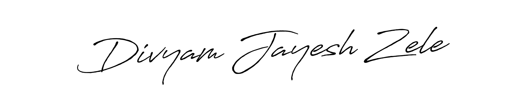 Create a beautiful signature design for name Divyam Jayesh Zele. With this signature (Antro_Vectra_Bolder) fonts, you can make a handwritten signature for free. Divyam Jayesh Zele signature style 7 images and pictures png