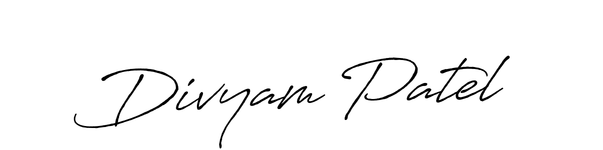 Divyam Patel stylish signature style. Best Handwritten Sign (Antro_Vectra_Bolder) for my name. Handwritten Signature Collection Ideas for my name Divyam Patel. Divyam Patel signature style 7 images and pictures png