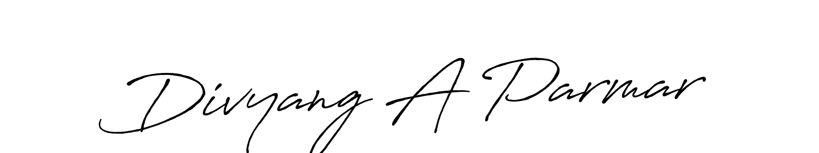 How to make Divyang A Parmar name signature. Use Antro_Vectra_Bolder style for creating short signs online. This is the latest handwritten sign. Divyang A Parmar signature style 7 images and pictures png