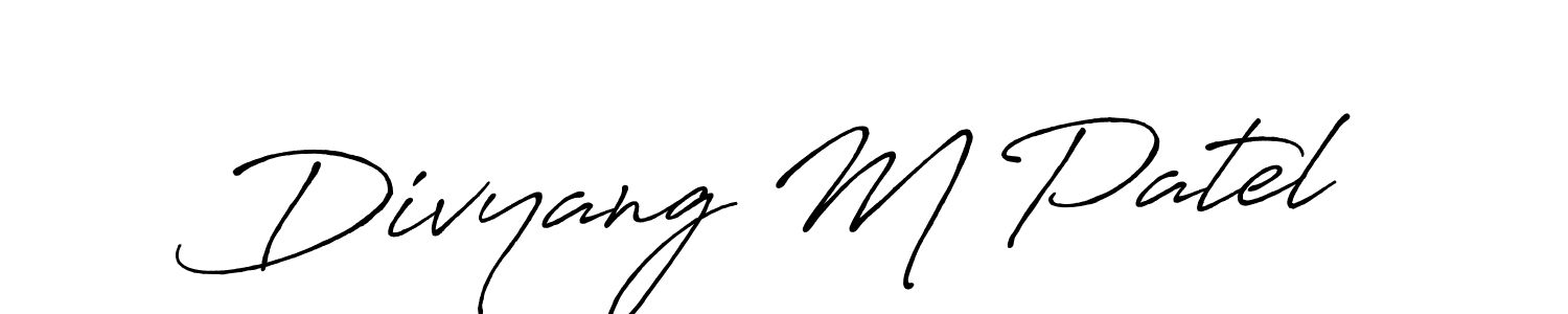 This is the best signature style for the Divyang M Patel name. Also you like these signature font (Antro_Vectra_Bolder). Mix name signature. Divyang M Patel signature style 7 images and pictures png