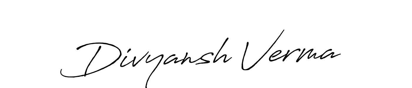 Make a beautiful signature design for name Divyansh Verma. With this signature (Antro_Vectra_Bolder) style, you can create a handwritten signature for free. Divyansh Verma signature style 7 images and pictures png