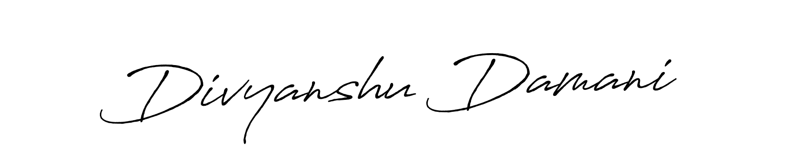 Make a beautiful signature design for name Divyanshu Damani. With this signature (Antro_Vectra_Bolder) style, you can create a handwritten signature for free. Divyanshu Damani signature style 7 images and pictures png