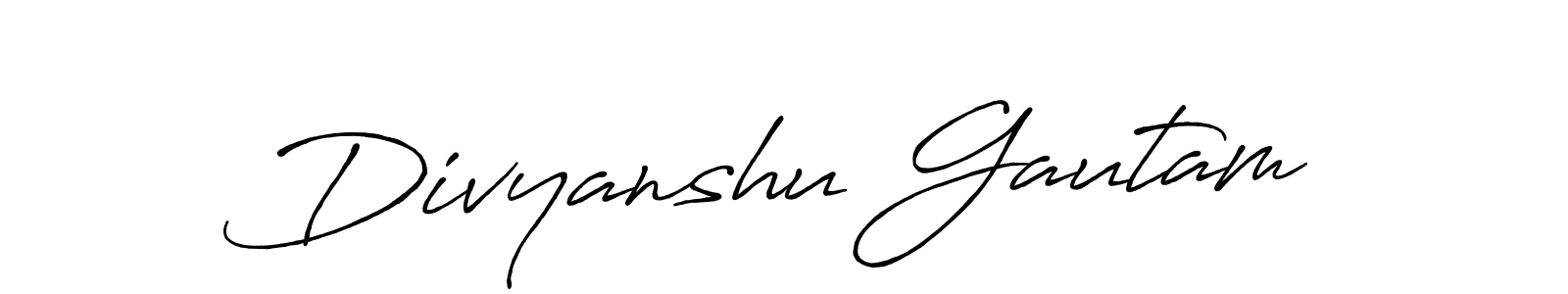 Make a beautiful signature design for name Divyanshu Gautam. With this signature (Antro_Vectra_Bolder) style, you can create a handwritten signature for free. Divyanshu Gautam signature style 7 images and pictures png