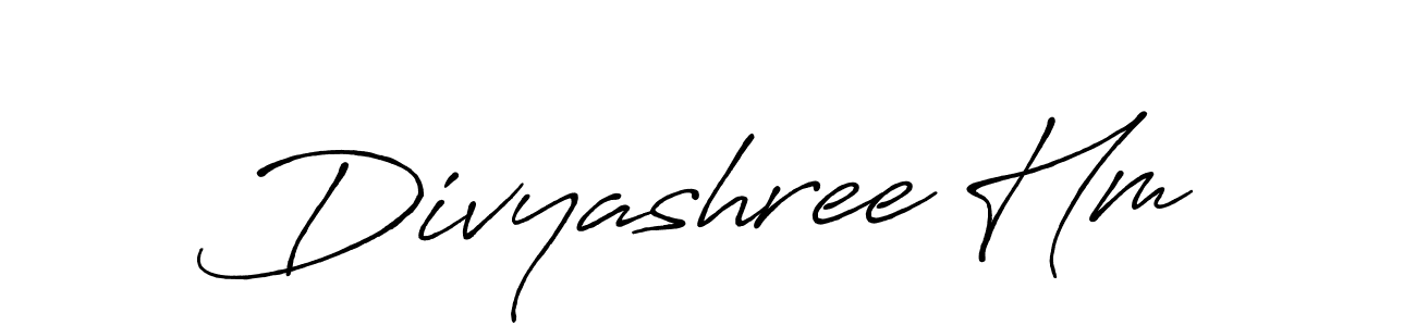 Create a beautiful signature design for name Divyashree Hm. With this signature (Antro_Vectra_Bolder) fonts, you can make a handwritten signature for free. Divyashree Hm signature style 7 images and pictures png