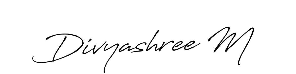 How to make Divyashree M name signature. Use Antro_Vectra_Bolder style for creating short signs online. This is the latest handwritten sign. Divyashree M signature style 7 images and pictures png