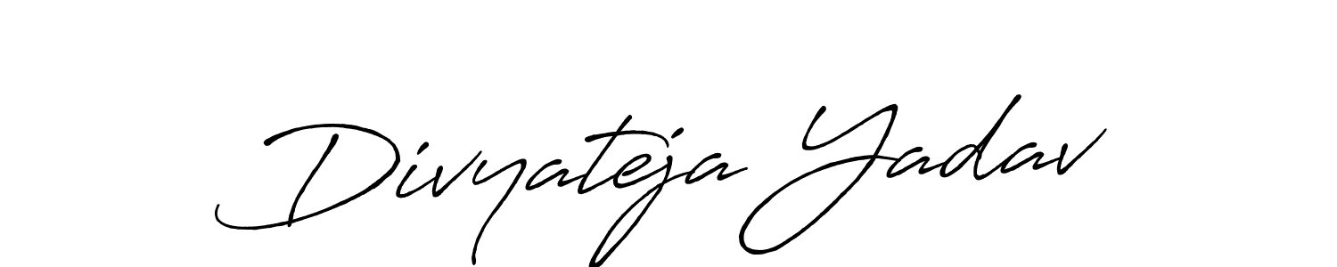 Create a beautiful signature design for name Divyateja Yadav. With this signature (Antro_Vectra_Bolder) fonts, you can make a handwritten signature for free. Divyateja Yadav signature style 7 images and pictures png