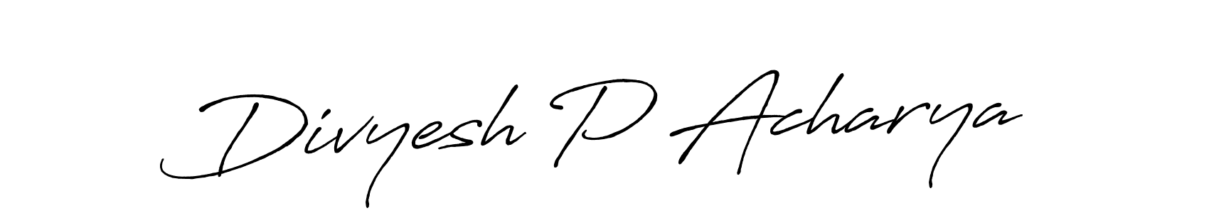 How to make Divyesh P Acharya name signature. Use Antro_Vectra_Bolder style for creating short signs online. This is the latest handwritten sign. Divyesh P Acharya signature style 7 images and pictures png