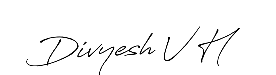 Use a signature maker to create a handwritten signature online. With this signature software, you can design (Antro_Vectra_Bolder) your own signature for name Divyesh V H. Divyesh V H signature style 7 images and pictures png