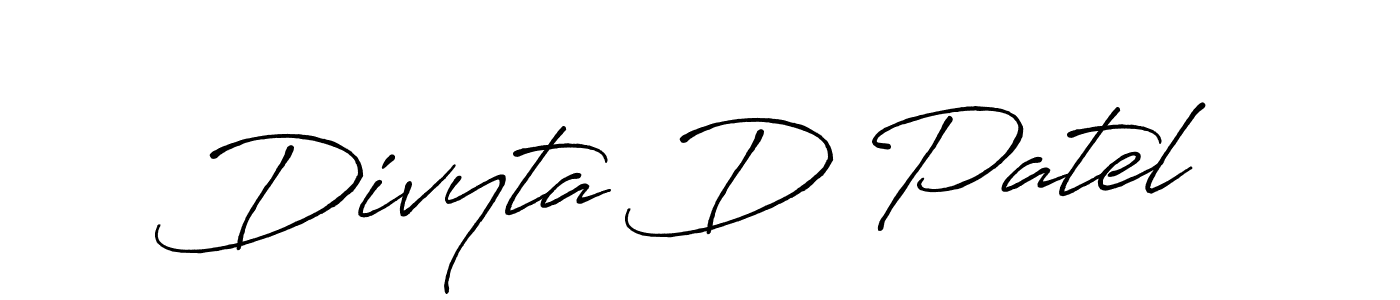 Create a beautiful signature design for name Divyta D Patel. With this signature (Antro_Vectra_Bolder) fonts, you can make a handwritten signature for free. Divyta D Patel signature style 7 images and pictures png