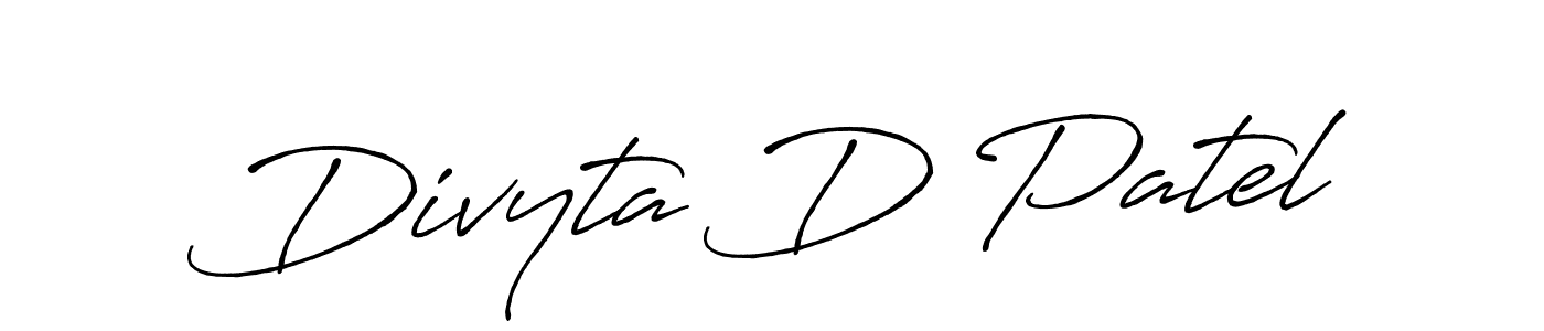 Create a beautiful signature design for name Divyta D Patel. With this signature (Antro_Vectra_Bolder) fonts, you can make a handwritten signature for free. Divyta D Patel signature style 7 images and pictures png