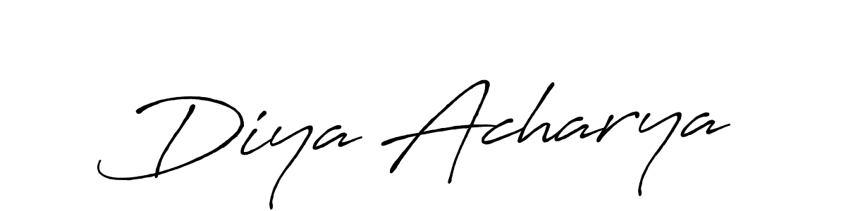 Make a beautiful signature design for name Diya Acharya. With this signature (Antro_Vectra_Bolder) style, you can create a handwritten signature for free. Diya Acharya signature style 7 images and pictures png
