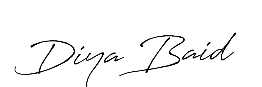 The best way (Antro_Vectra_Bolder) to make a short signature is to pick only two or three words in your name. The name Diya Baid include a total of six letters. For converting this name. Diya Baid signature style 7 images and pictures png