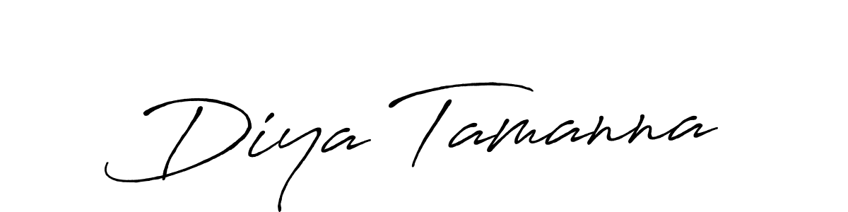 How to make Diya Tamanna name signature. Use Antro_Vectra_Bolder style for creating short signs online. This is the latest handwritten sign. Diya Tamanna signature style 7 images and pictures png