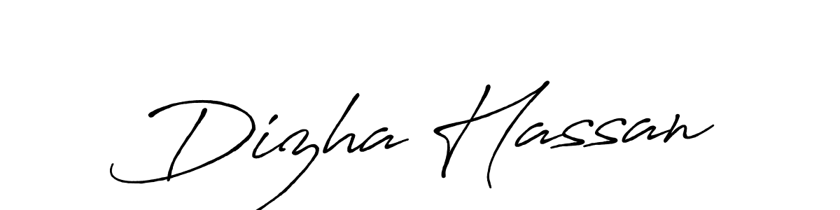 Dizha Hassan stylish signature style. Best Handwritten Sign (Antro_Vectra_Bolder) for my name. Handwritten Signature Collection Ideas for my name Dizha Hassan. Dizha Hassan signature style 7 images and pictures png
