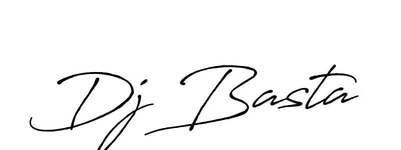 Dj Basta stylish signature style. Best Handwritten Sign (Antro_Vectra_Bolder) for my name. Handwritten Signature Collection Ideas for my name Dj Basta. Dj Basta signature style 7 images and pictures png