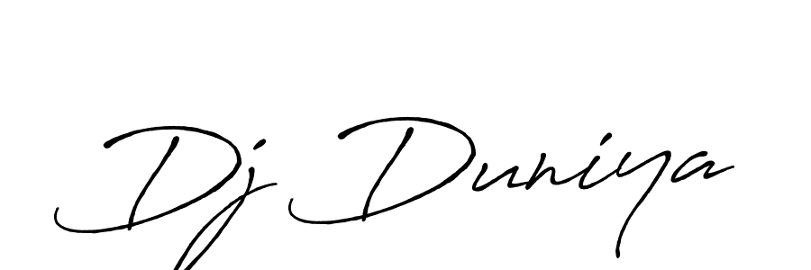 Also we have Dj Duniya name is the best signature style. Create professional handwritten signature collection using Antro_Vectra_Bolder autograph style. Dj Duniya signature style 7 images and pictures png
