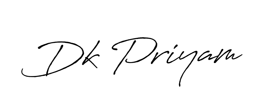 Make a beautiful signature design for name Dk Priyam. With this signature (Antro_Vectra_Bolder) style, you can create a handwritten signature for free. Dk Priyam signature style 7 images and pictures png