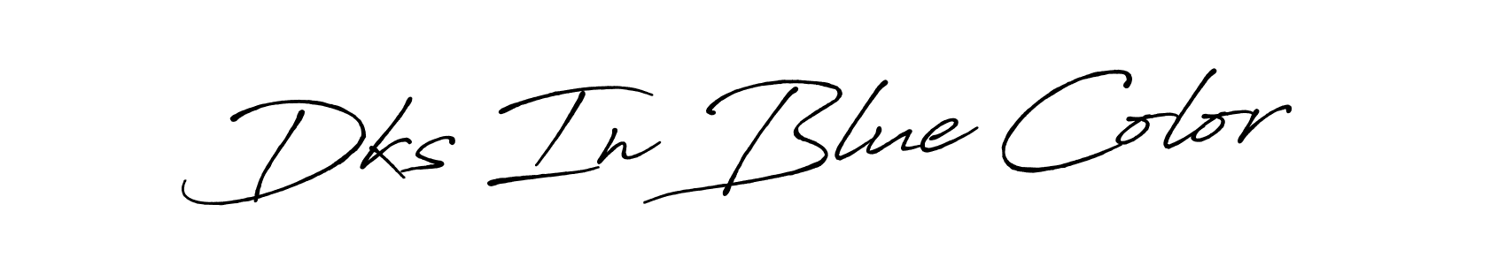 You should practise on your own different ways (Antro_Vectra_Bolder) to write your name (Dks In Blue Color) in signature. don't let someone else do it for you. Dks In Blue Color signature style 7 images and pictures png