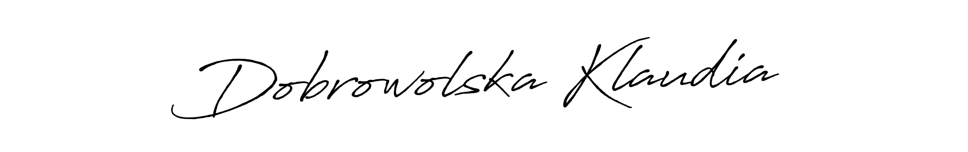 The best way (Antro_Vectra_Bolder) to make a short signature is to pick only two or three words in your name. The name Dobrowolska Klaudia include a total of six letters. For converting this name. Dobrowolska Klaudia signature style 7 images and pictures png