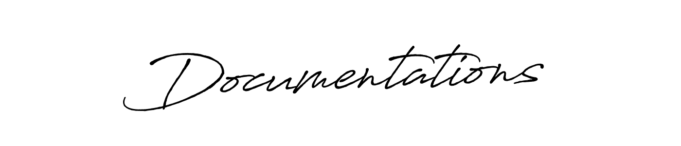 Design your own signature with our free online signature maker. With this signature software, you can create a handwritten (Antro_Vectra_Bolder) signature for name Documentations. Documentations signature style 7 images and pictures png