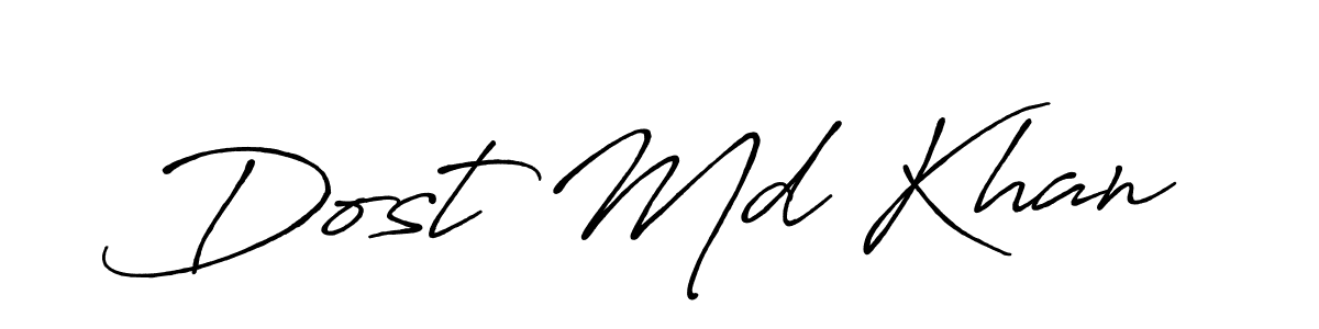 How to make Dost Md Khan name signature. Use Antro_Vectra_Bolder style for creating short signs online. This is the latest handwritten sign. Dost Md Khan signature style 7 images and pictures png