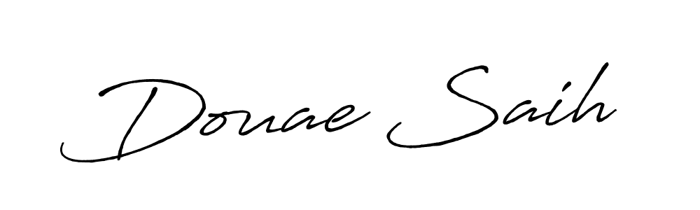 How to make Douae Saih name signature. Use Antro_Vectra_Bolder style for creating short signs online. This is the latest handwritten sign. Douae Saih signature style 7 images and pictures png