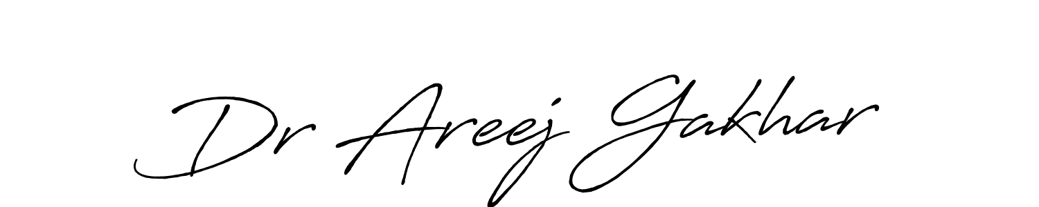 Create a beautiful signature design for name Dr Areej Gakhar. With this signature (Antro_Vectra_Bolder) fonts, you can make a handwritten signature for free. Dr Areej Gakhar signature style 7 images and pictures png