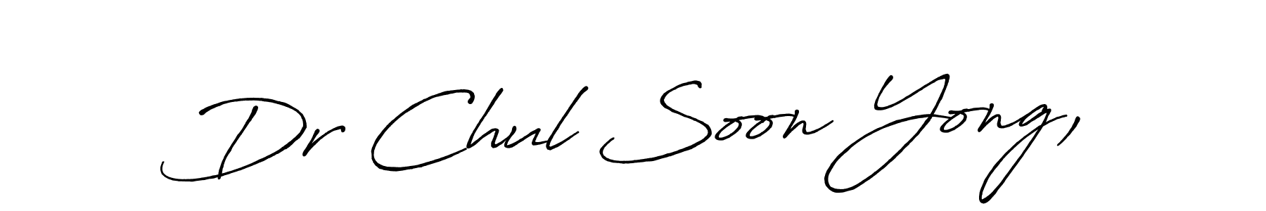 Antro_Vectra_Bolder is a professional signature style that is perfect for those who want to add a touch of class to their signature. It is also a great choice for those who want to make their signature more unique. Get Dr Chul Soon Yong, name to fancy signature for free. Dr Chul Soon Yong, signature style 7 images and pictures png
