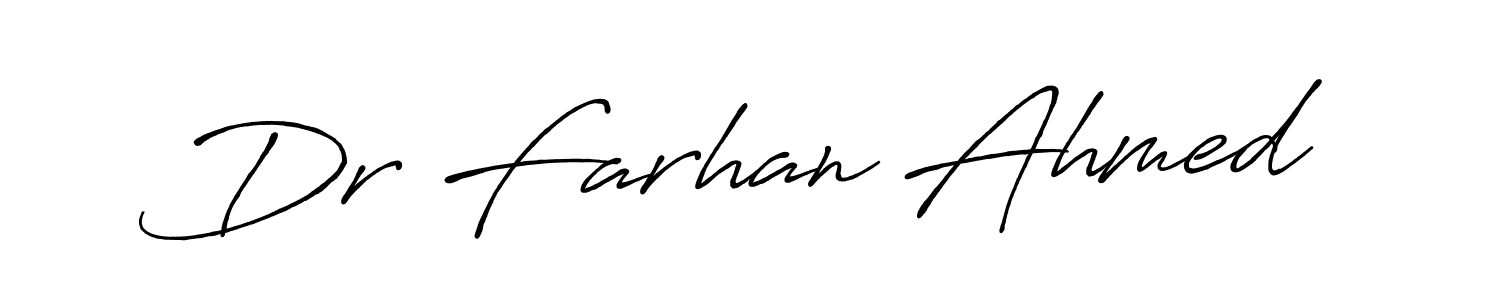 Use a signature maker to create a handwritten signature online. With this signature software, you can design (Antro_Vectra_Bolder) your own signature for name Dr Farhan Ahmed. Dr Farhan Ahmed signature style 7 images and pictures png